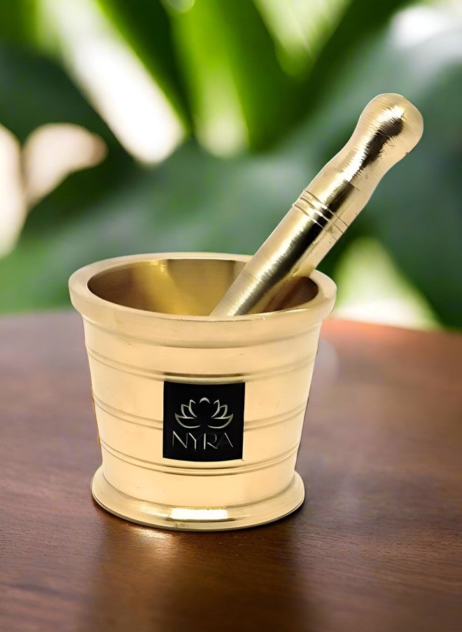 Nyra Kitchenware Nyra Brass Mortar and Pestle Set for Grinding Spices and Herbs - Image 1
